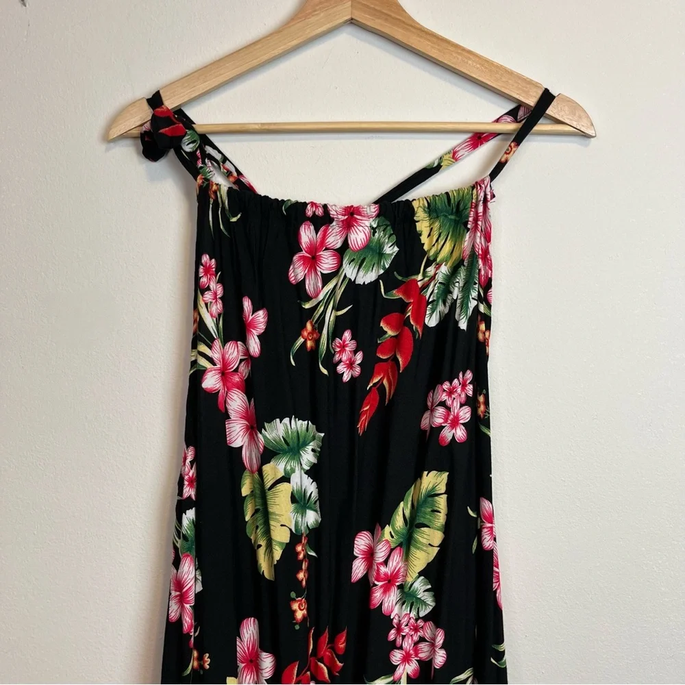 Black Pink Halter Top Floral Tunic Size 3XL Women